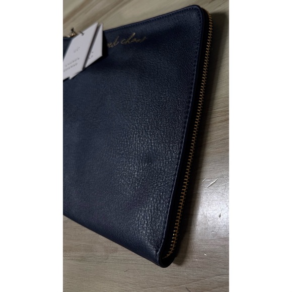 NWT LC Lauren Conrad Contemporary Wired Wristlet Blue Faux Leather - Picture 9 of 10